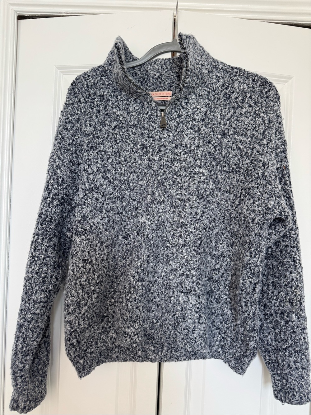 Urban Outfitters Marled Half-Zip Turtleneck Sweater - Black & White